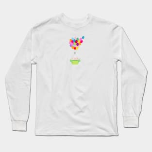 Twin baby with colorful balloon baby shower Long Sleeve T-Shirt